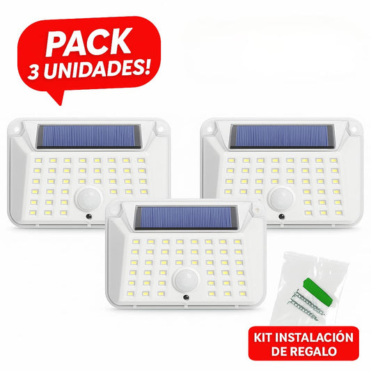 Luces Solares de pared con Sensor de Movimiento - KIT 3 UNIDADES